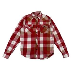 Topo Designs Button Up Flannel Shirt Long Sleeve Red Plaid Men's Small Cotton